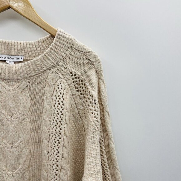 And Now This Womens Trendy Plus Size 2X Mixed-Knit Crewneck Sweater Cafe Melan - Picture 3 of 7